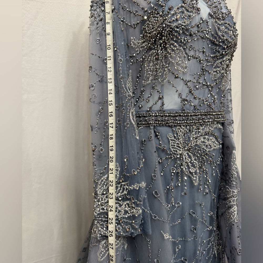 Elegant Blue Grey Gown - Picture 5 of 12